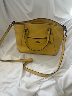 Coach Yellow Pebble Leather Satchel Crossbody Bag