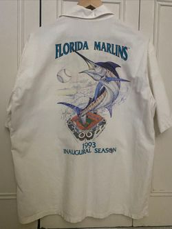 Guy Harvey Florida Marlins Vintage 1993 Inaugural Season Button-Up Shirt, Size L