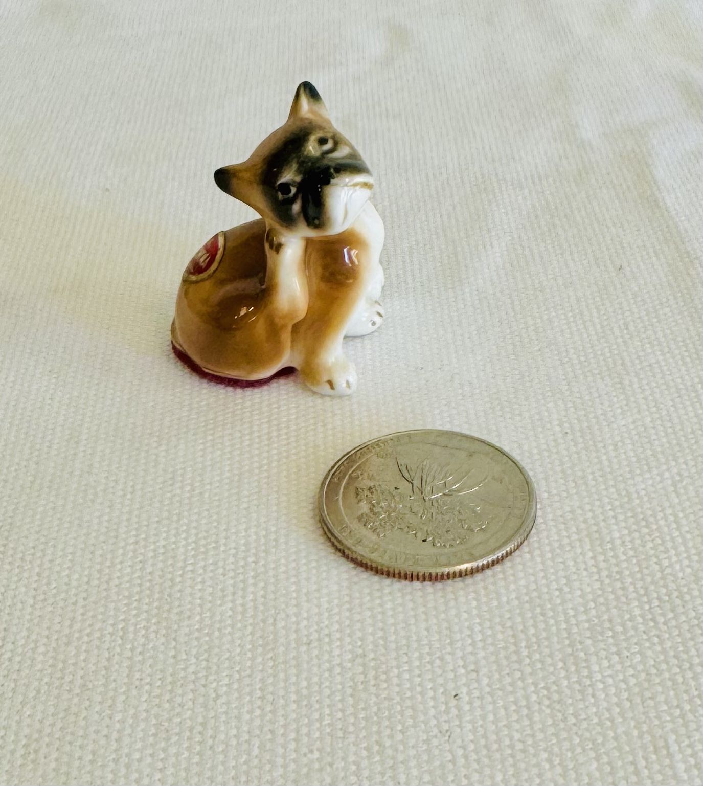 Vintage Boxer Dog Miniature Bone China Puppy Import Label Figure