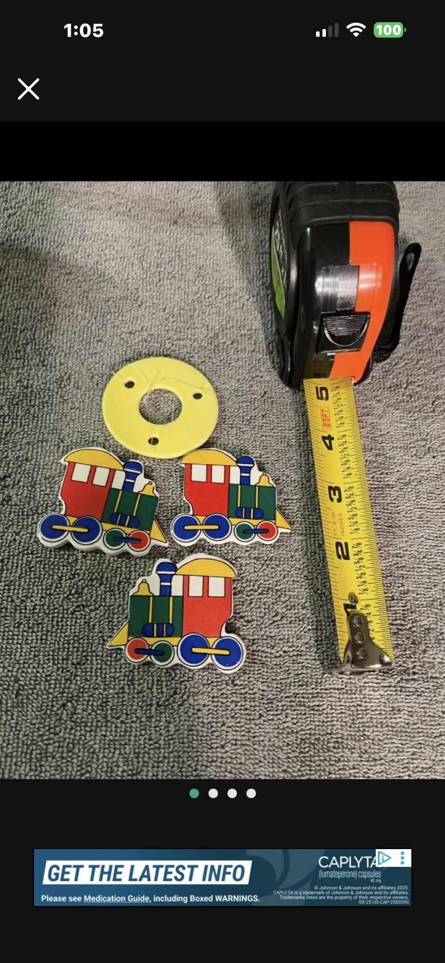 CA. RUSS WIND CHIMES. TRAINS. CERAMIC. NO BOX. 2” ACROSS EACH TRAIN