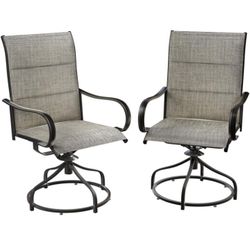 Patio Padded Swivel Chairs Set of 2