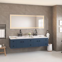 96in. W x36 in. H LED Single Bathroom Vanity Mirror in Polished Crystal Bathroom Vanity LED Mirror with 3 Color Lights Mirror for Bathroom Wall