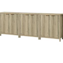 Oxford Storage Cabinet Fluted Sideboard Buffet Cabinet with Adjustable Shelves, Multifunctional Cons