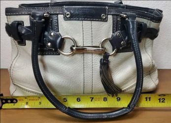 Authentic  Coach Leather Handbag Cream and Black