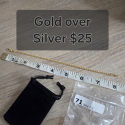 Gold Over Silver 8 Inch Dainty Bracelet 