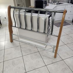 Full Size Headboard with Wood Posts & Metal Bars with cool design in the Metal