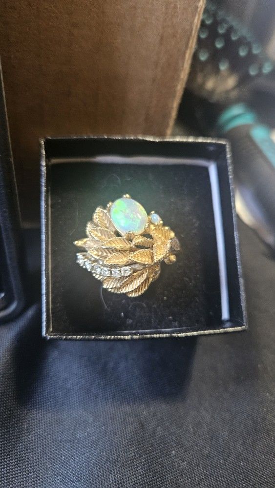 Opal W Diamonds 14k Gold Bird Nest