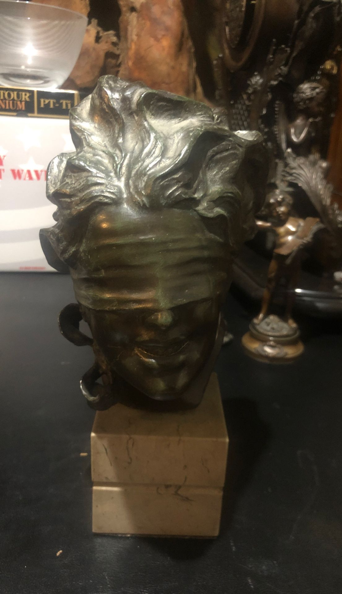 BRONZE BUST SIGNED BY AURISICHIO 12 x8