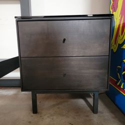 Room & Board Hudson Two-Drawer Nightstands in Charcoal Maple, Pair
