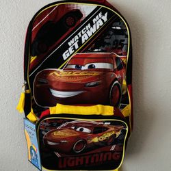 LIGHTNING MCQUEEN BACKPACK AND LUNCH BAG SET 
