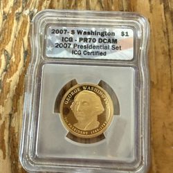 2007-S George Washington $1 Presidential Dollar ICG PR70 DCAM Proof Coin