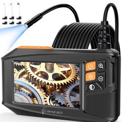 Endoscope Camera with Light, 4.3" HD 1920P Borescope Snake Inspection Camera, IP67 Waterproof 8 Adjustable LEDs 16.4ft Semi-Rigid Tool Kit 