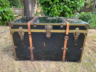 Antique Steamer Trunk with Brass Hardware