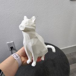 Cat Figurine Sitting Poly 3d-Printed White