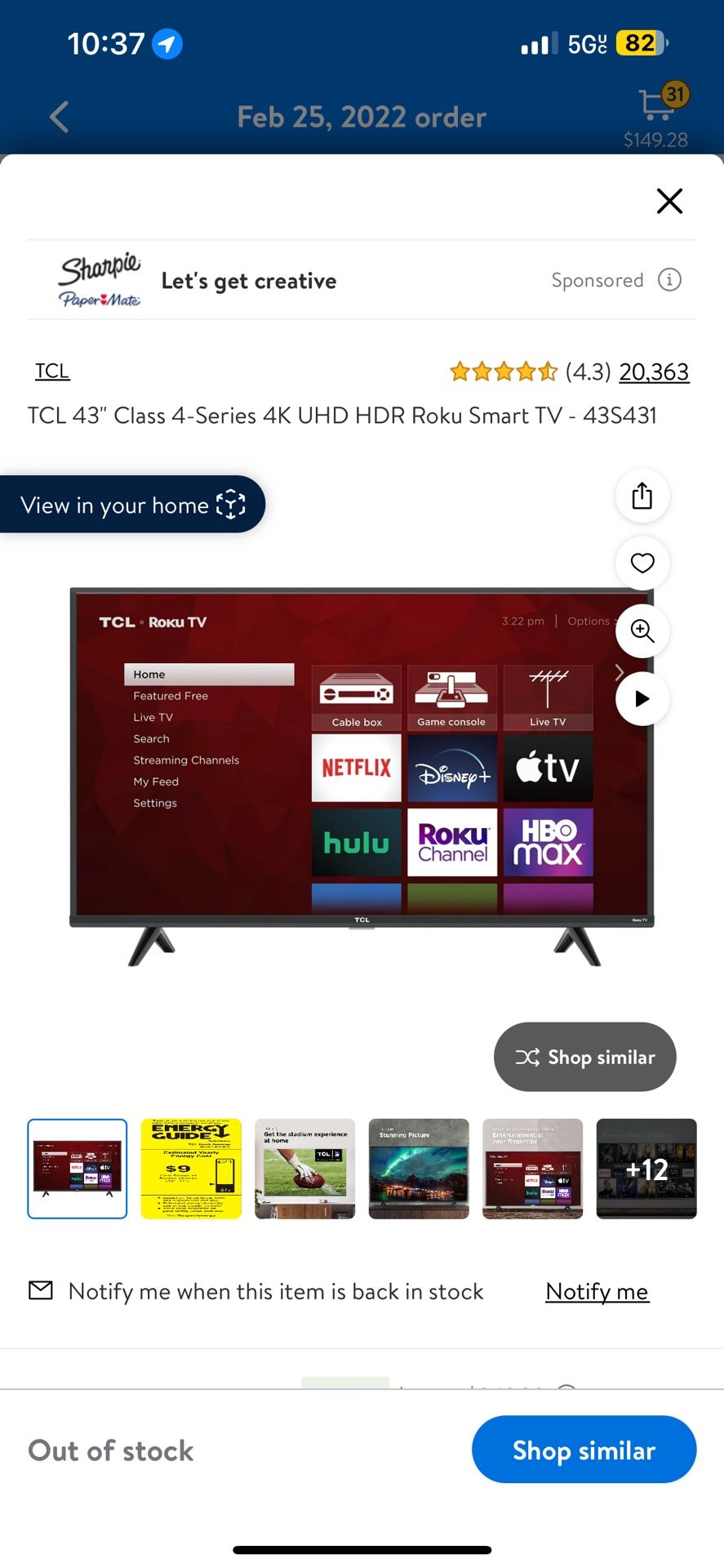 TCL 43" Class 4-Series 4K UHD HDR Roku Smart TV - 43S431