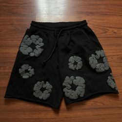Black Denim Tear Shorts