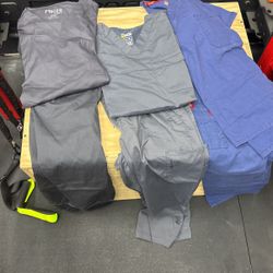 Assorted men’s scrubs L, XL, med