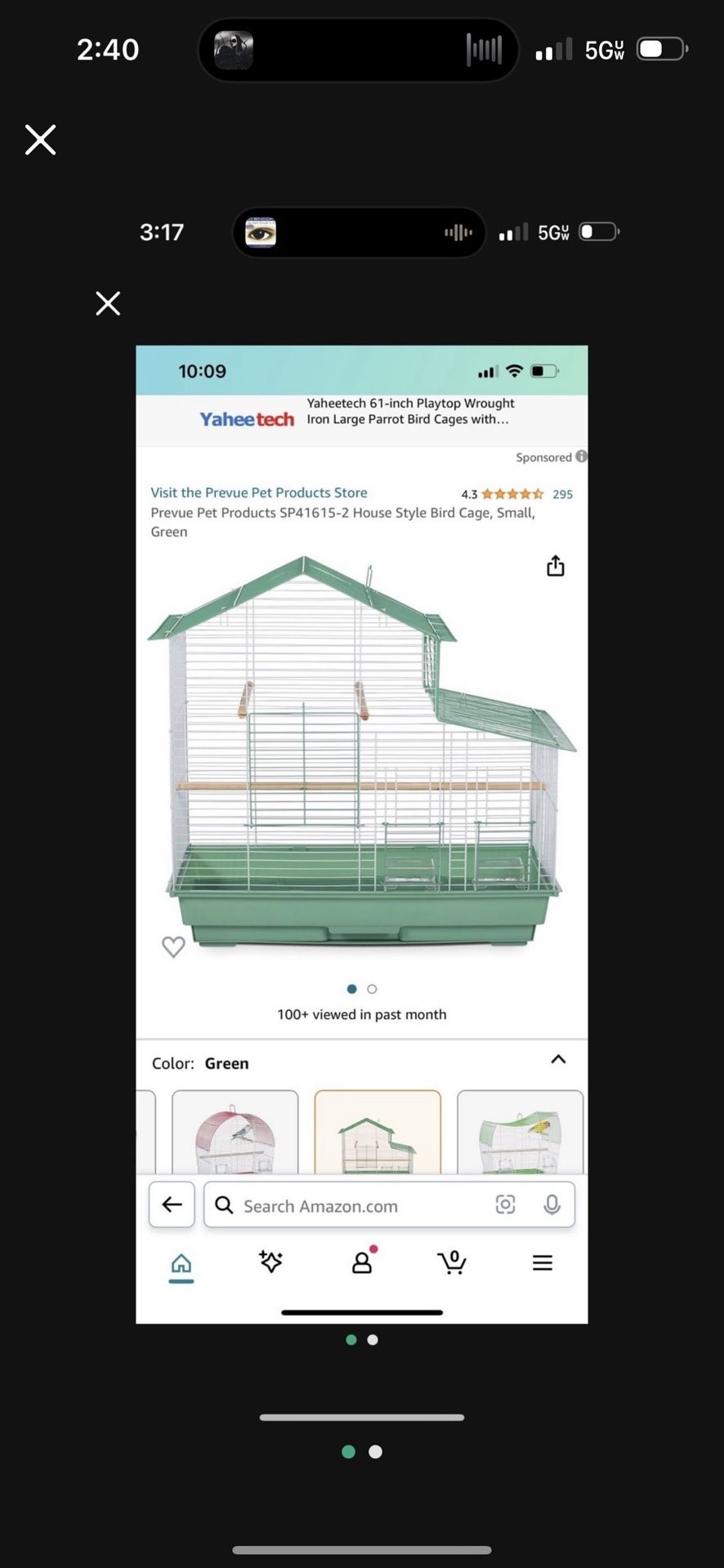 Prevue Pet Products SP41615-2 House Style Bird Cage, Small, Green