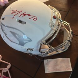 Game Worn Deandre Hopkins Signed Helmet