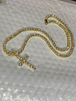 Gold toned cross costume jewelry necklace