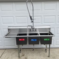 66.5×20.53 compartment stainless steel work prep sink