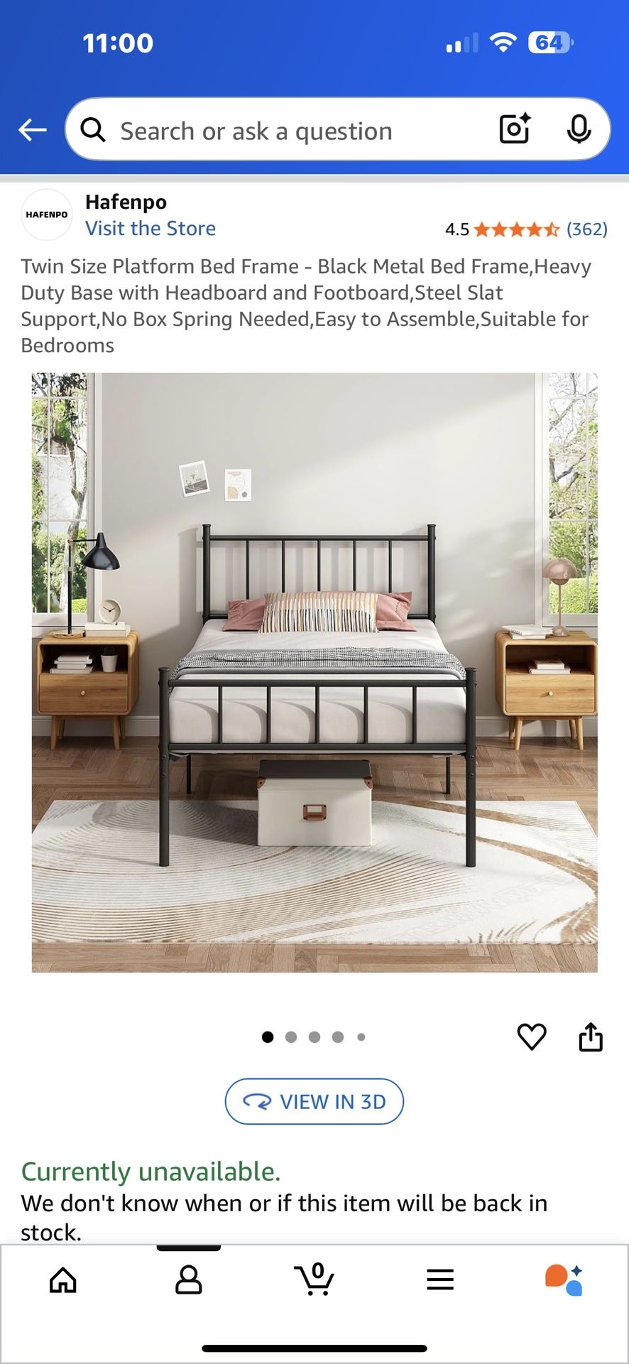 Twin platform bed