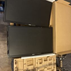 2x Acer 24” LCD Monitors + Dual Desk Mount (HDMI & Power Cables Included)