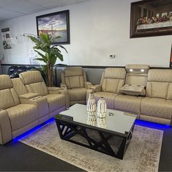 Leather Power Sofa & Loveseat + FREE Recliner Chair