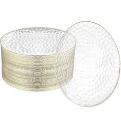 Hammered Clear & Gold Rimmed 6” Plates 