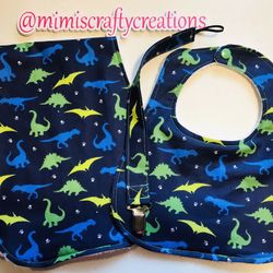 Dinosaurs Bib, Burping Pad & Pacifier Clip Set
