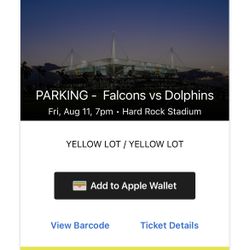 Parking Pass 8/11/23 Dolphins Vs Falcons 