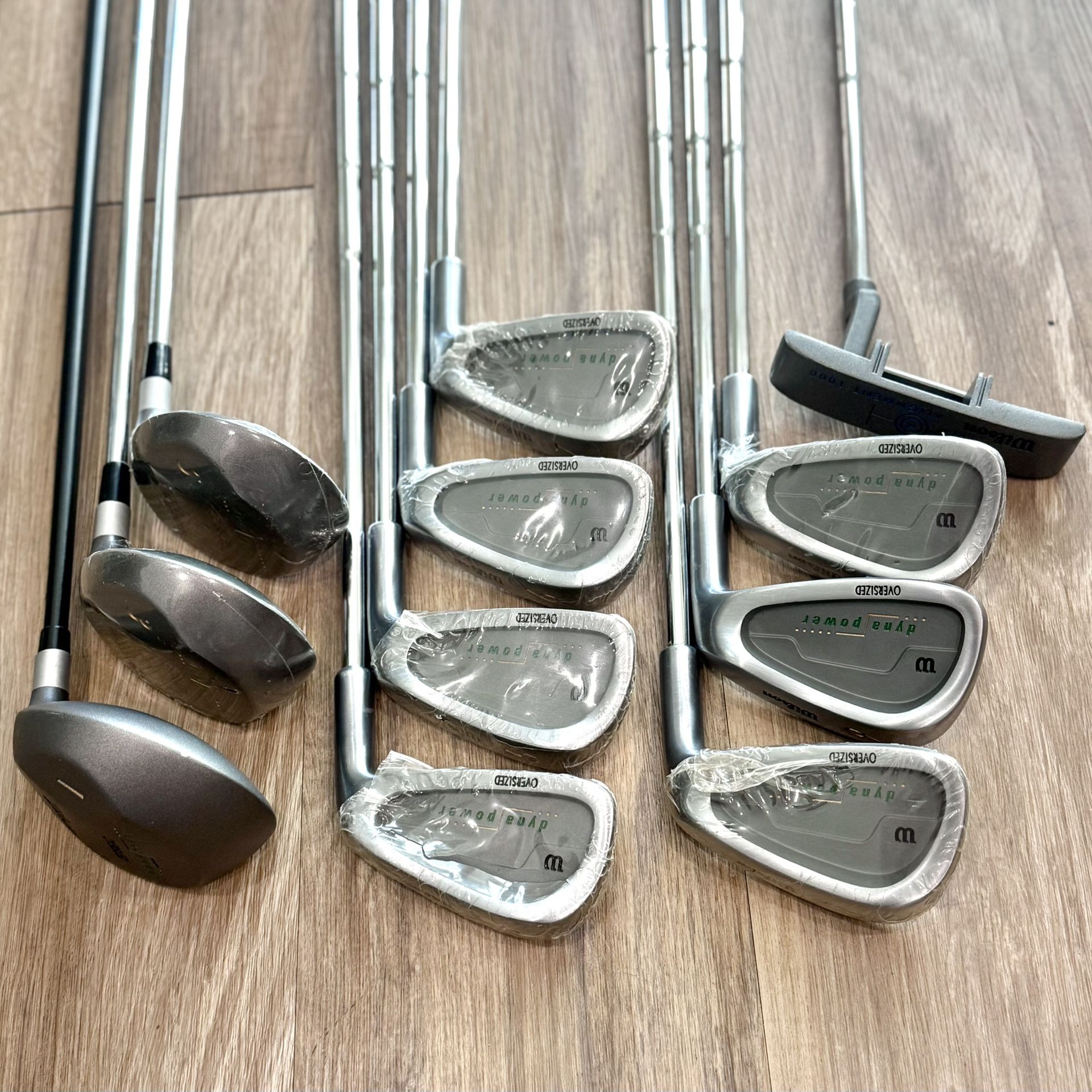 NEW Wilson Dynapower Oversized COMPLETE SET 4 PW Driver 3 & 5 Woods + Putter