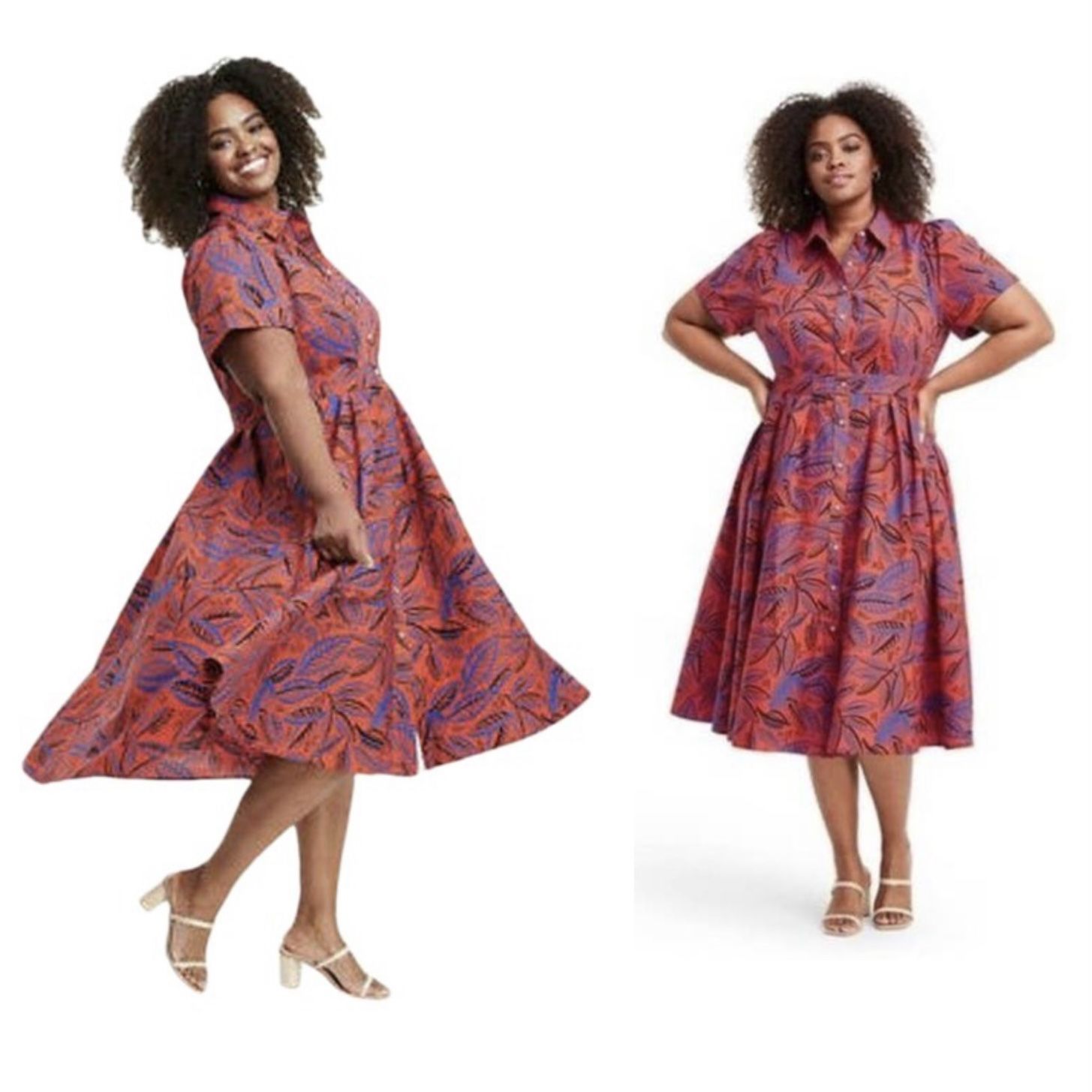 ALEXIS X Target Tropical Leaf Dress pockets vintage 50s shirt dress cut full skirt New with tags This was worn for a photo shoot only (a few wrinkles