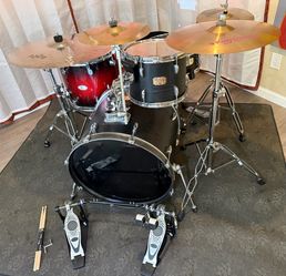 $635 In Upland 91784 Complete 4 piece drum set Pearl Export 22 bass 12 tom & snare 16” PDP M7 floor Zildjian ZXT ride SABIAN cymbals stands new double