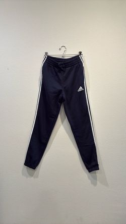 Adidas Men’s Essentials 3 Stripes Fleece Tapered Cuff Pants  Navy . Sz S