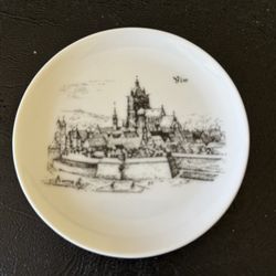 Plate Porcelain Souvenir 3.5” AL Crown Printed Transfer Vienna 1940s To 1970s 