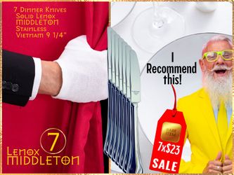 7 Dinner Knives  Solid Lenon Middleton Syainless Vietnsm 91/4”.