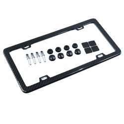 Brand New 1PCS 100% Real Carbon Fiber License Plate Frame Tag Cover Original 3K With Free Caps