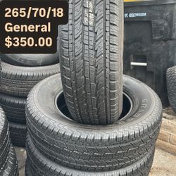 265/70/18 General All Four Semi New 98% Tread Life 