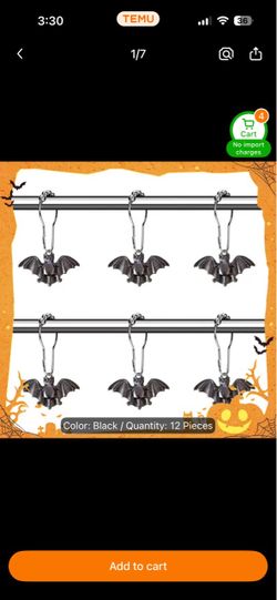 Halloween Bat Shower Curtain Hooks