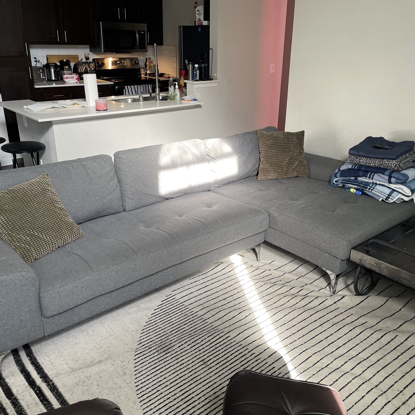 Grey L-shaped Couch