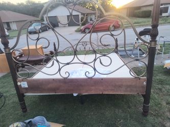 king size bed metal and wood