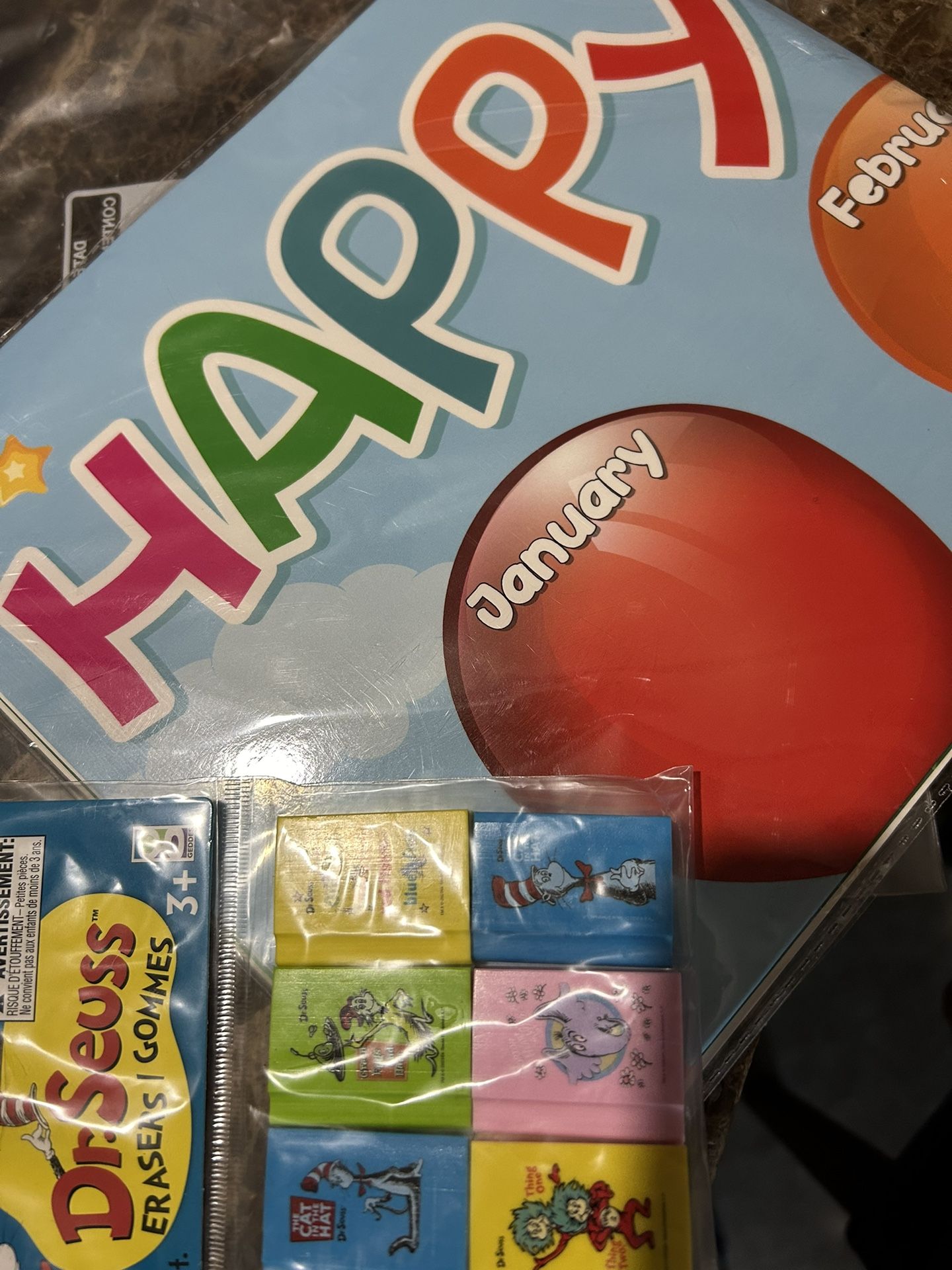 Happy Birthday Chart And Erasers 