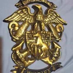 Vintage Solid brass mustang sursum ab ordine eagle military emblem accent wall decour mount