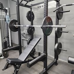 ➕️COMPLETE POWER RACK PACKAGE. RACK, ADJUSTABLE BENCH, ADVANCE OLYMPIC BARBELL, FULL SET OF BUMPER PLATES ( BRAND NEW IN THE BOX  )