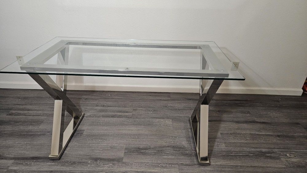 Pottery Barn Ava Collection Glass And Polished Nickle Desk