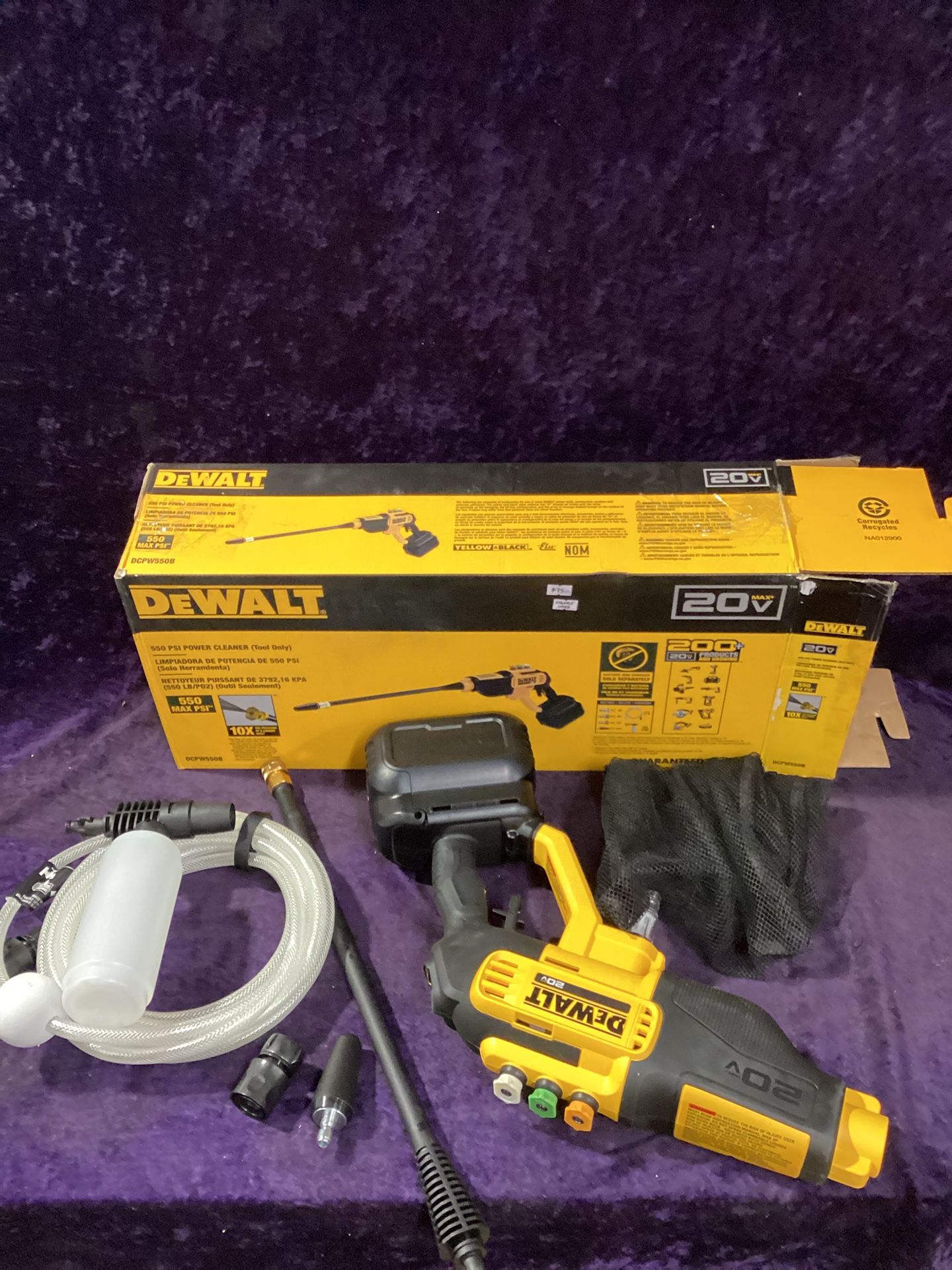 🧰🛠DEWALT 20V 550PSI/1.0GPM Cold Water Cordless Power Cleaner w/4 Nozzles-LIGHTLY USED!(Tool Only)-$65!🧰🛠