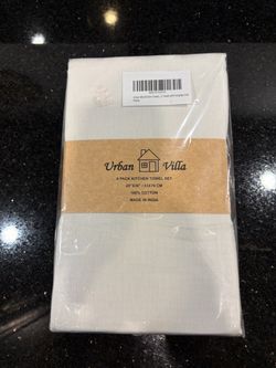 Urban Villa Kitchen Towel 6-Pack Crisp White 100% Cotton 20"x30" Hanging Loop