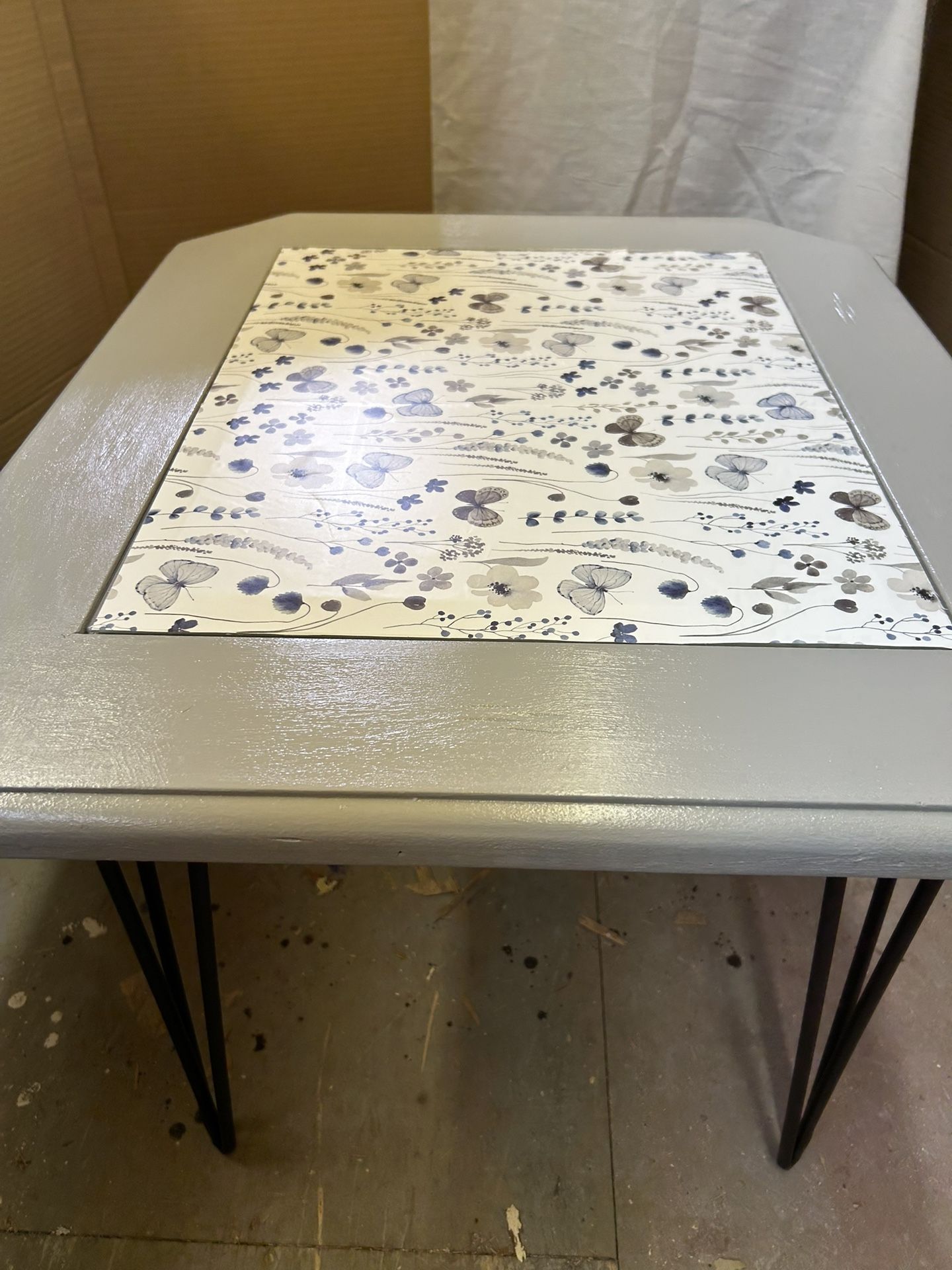 Refurbished End Table With Hairpin Legs