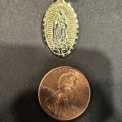 925 Sterling Silver Gold Over Mother Mary Pendant